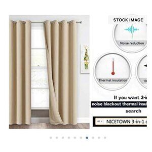 NICETOWN Biscotti Beige Blackout Curtains 84 inches Long New Grommets Room Dark